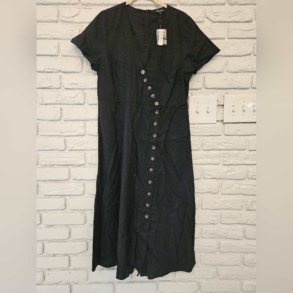 Madewell NWT midi wrap linen dress sz 12